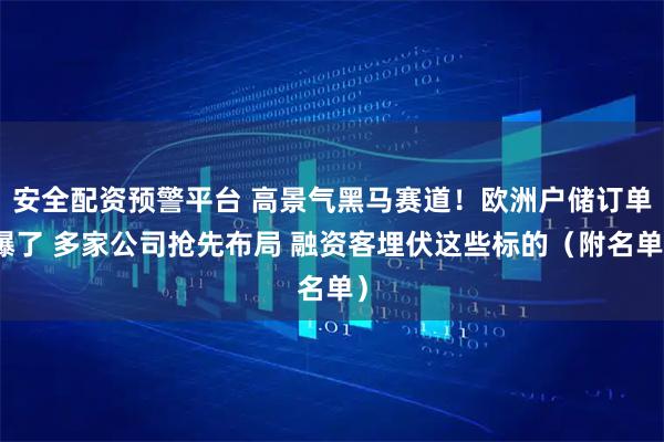 安全配资预警平台 高景气黑马赛道！欧洲户储订单爆了 多家公司抢先布局 融资客埋伏这些标的（附名单）