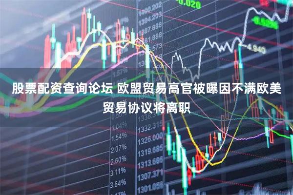 股票配资查询论坛 欧盟贸易高官被曝因不满欧美贸易协议将离职